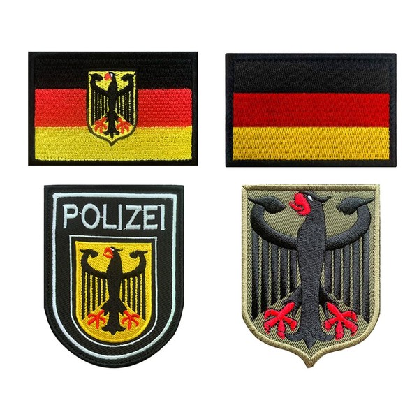4 PCS Germany Flag Deutschland Eagle Shield Tactical Embroidered Emblem