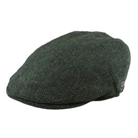 TruClothing Mens Flat Cap Wool Herringbone Tweed Vintage Classic 1920s Unisex Del Boy - Olive S