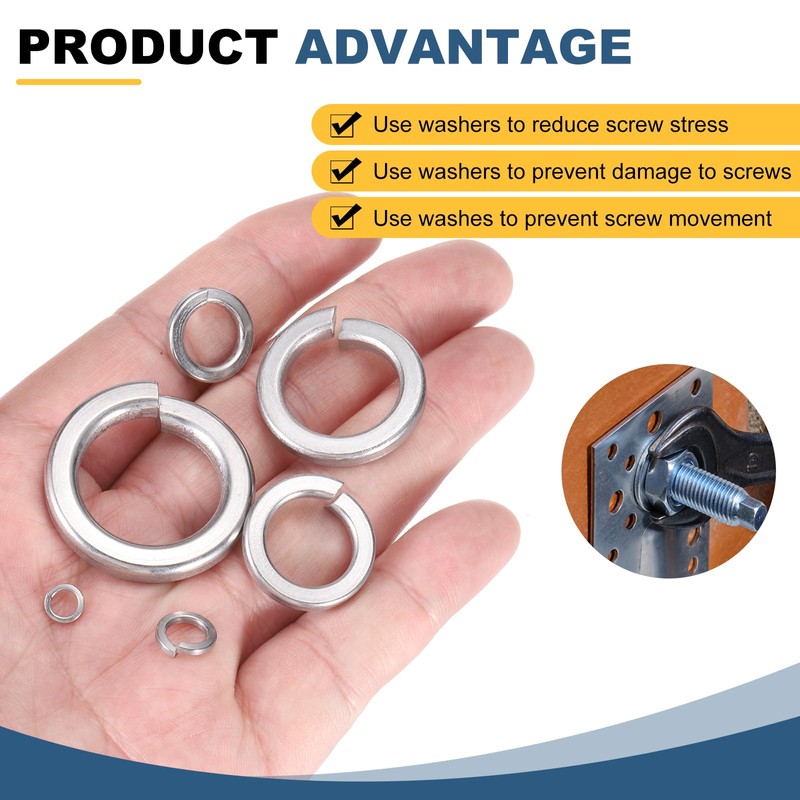sourcing map 120 Pcs M5 Split Lock Washers, 304 Stainless