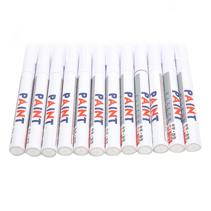 12Pcs White Paint Pen Acrylic Marker Permanent Marking Opaque Ink