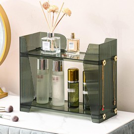 Engjajo Plastics Makeup Organizer for Vanity, Skincare Gift Display Clear Cosmetic Lipstick Holder Storage for Bathroom (Green, Large)