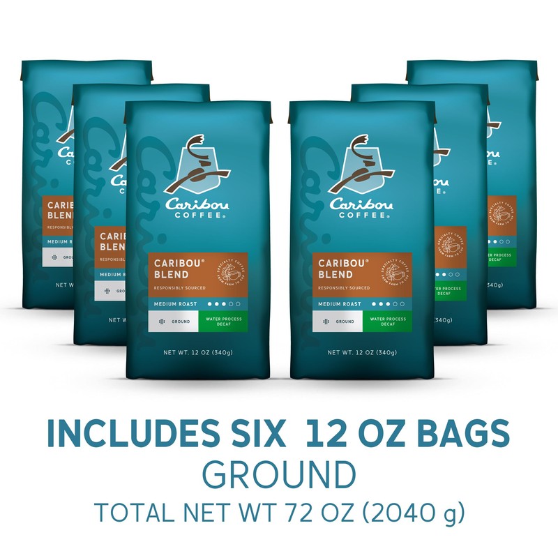 Caribou Coffee, Medium Roast Naturally Decaffeinated Ground Coffee - Caribou