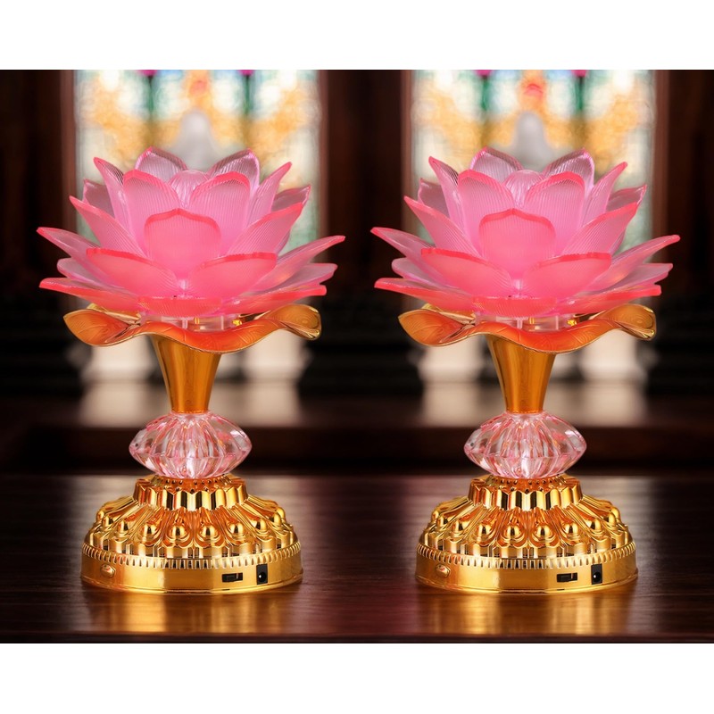 Omeet Colorful LED Lotus Buddhist Lamp, Gradient Buddha Light for