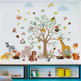Arawat Tree Wall Decals Decor for Bedroom Zoo Wall Stickers for Living Room Animal Tree Wall Decor for Bedroom Wall Décor Wall Murals Stickers & Murals 4D DIY Wall Art as Decorations