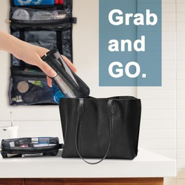 BONNY DODO Roll Up Detachable Toiletry Travel Hanging Make up Organizer Bags Folding Cosmetic Travel Bags for Women Mens Travel Bag Transparent Mesh