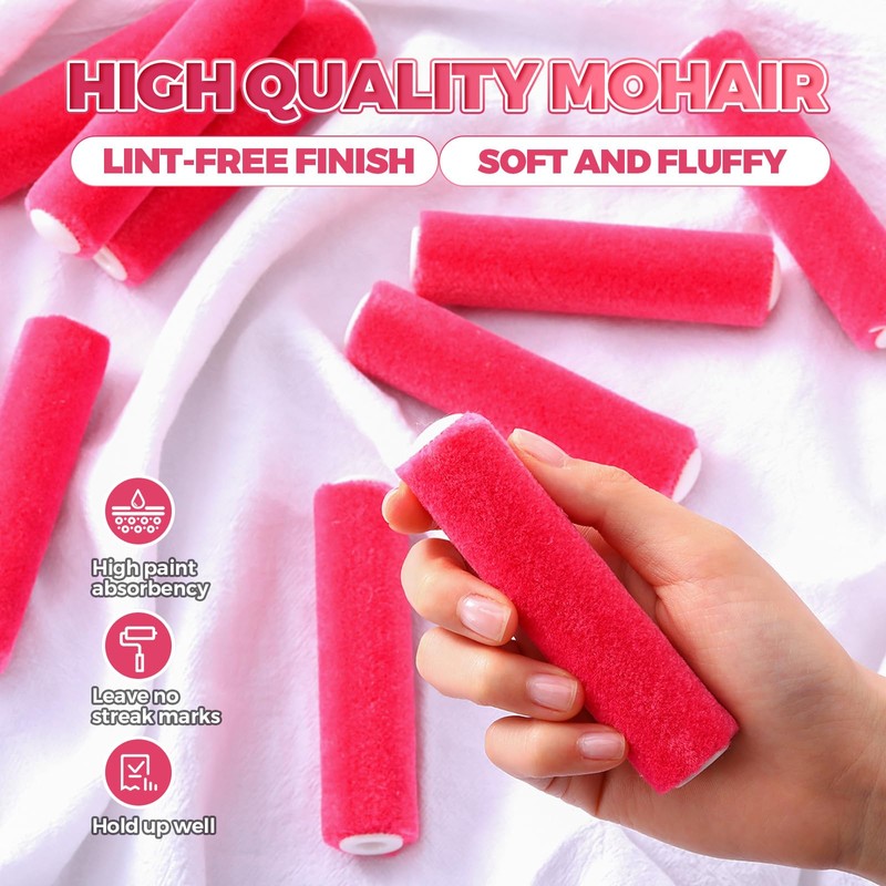 Leumoi 24 Pcs 4 Inch Mohair Paint Roller Covers 3/16"