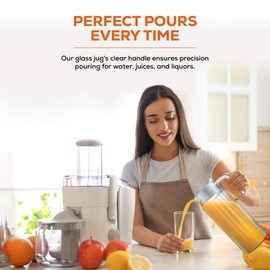 SAVEX Glass Water Jug Transparent Fridge Fruit Juices Liquors Jug with Lid 1.2 Litre Capacity (1.2L)