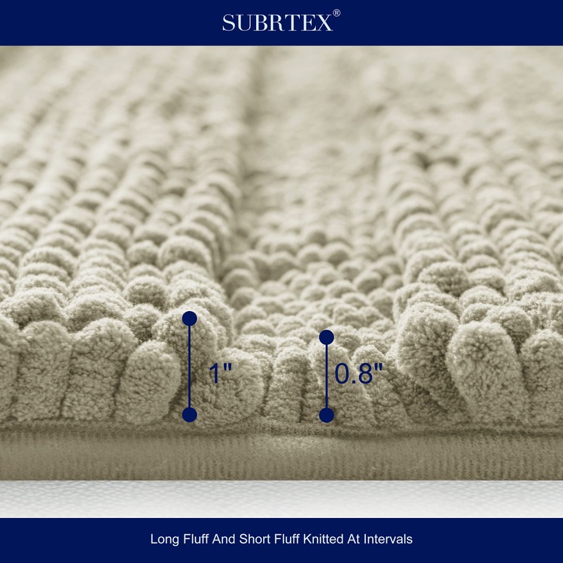 subrtex Bath Mats for Bathroom Non Slip Luxury Chenille Striped
