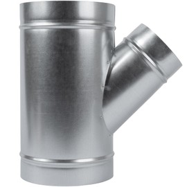 6" Inch to 4" Inch Branch Wye-Shape Ducting Splitter - 45 Degree Galvanized Steel 3-Way Dust Collection Fitting - Branches for Exhaust Fan - Ducting Adapter - Duct Hose Connector