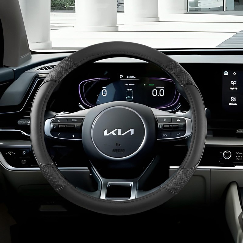 ANMOSVO Auto Car Steering Wheel Cover for KIA 14.5-15 inches