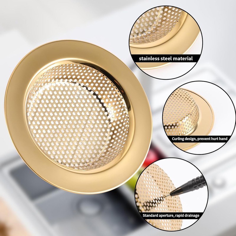 RQYEKDO Kitchen Sink Strainers Sink Stopper Kits, Stainless Steel Sink