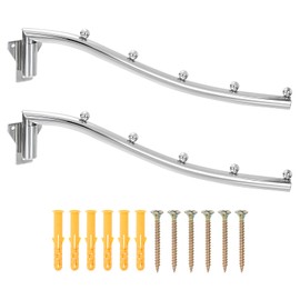 uxcell 2 Pcs 14.96x0.79 Inch Wall Mount Clothes Hanger, Foldable Clothes Drying Rack, Laundry Hanger Dryer Rack Coat Hook for Bedroom Bathroom Wardrobe, Silver