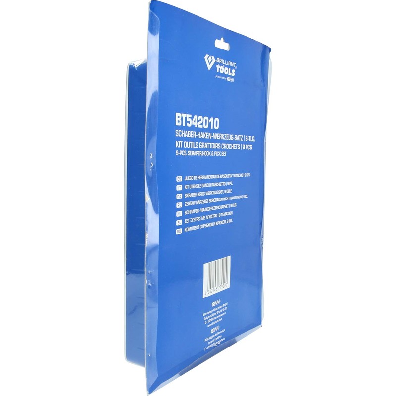 BRILLIANT TOOLS BT542010 Scraper Hook Tool Set, 9-Piece [Powered by