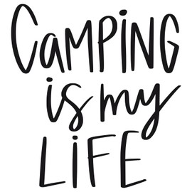 GRAZDesign Wall Tattoo Sayings Camping Is My Life Camper, Travel for Living Room, Hallway, Indoor and Outdoor Use 62 x 57 cm Black