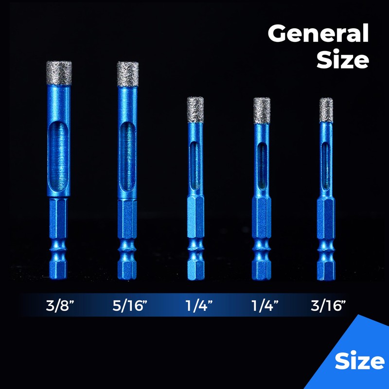toolant Diamond Drill Bits Set 5PCS, Glass Drill Bits for
