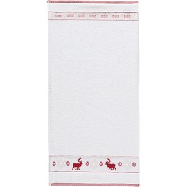 Erwin Müller Hand Towel Pack of 2 Terry Towel White/Red Size 50 x 100 cm