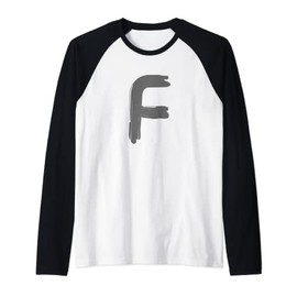 Creative Bold Dark Grey Letter F - Alphabet - Marker Design Raglan Baseball Tee