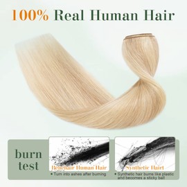Benehair One Piece Clip in Hair Extensions Real Human Hair 14 Inch One Piece Full Head Hairpieces for Women with 5 Clips Human Hair Extensions Light Ash Brown Mixed Bleach Blonde #18P613 40g