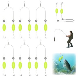 LETSHOLD Pack of 6 Double Hook Reverse Bottom Rig, Fishing Hook Set, Double Hook Rig for Inverted Bottom, Anti-Tangle Fishing Hook, Hook-Resistant Split Hook (#12, 3-7.5 kg)