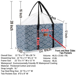 RoyBoder Waterproof Car Trunk Organizer Large Drawstring SUV Trunk Storage Organizer Collapsible Truck Bag Two pockets Long Strap Car Trunk Organizer for camping (Trunk Organizer-03)