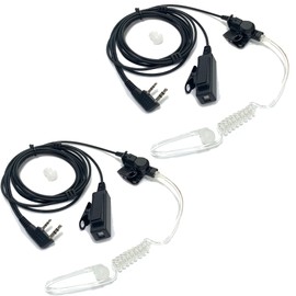 SAMCOM Walkie Talkie Surveillance Acoustic Tube Earpiece, 2-Wire Air Tube Headset with Mic for Two Way Radios, Hands-Free Earpieces Compatible with FPCN10A FPCN30A Radios, 2 Pcs