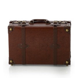 COTRUNKAGE 18" Carry On Suitcase Cute Pu Overnight Vintage Trunk Luggage Bag for Women with Combination Locks, Caramel Brown