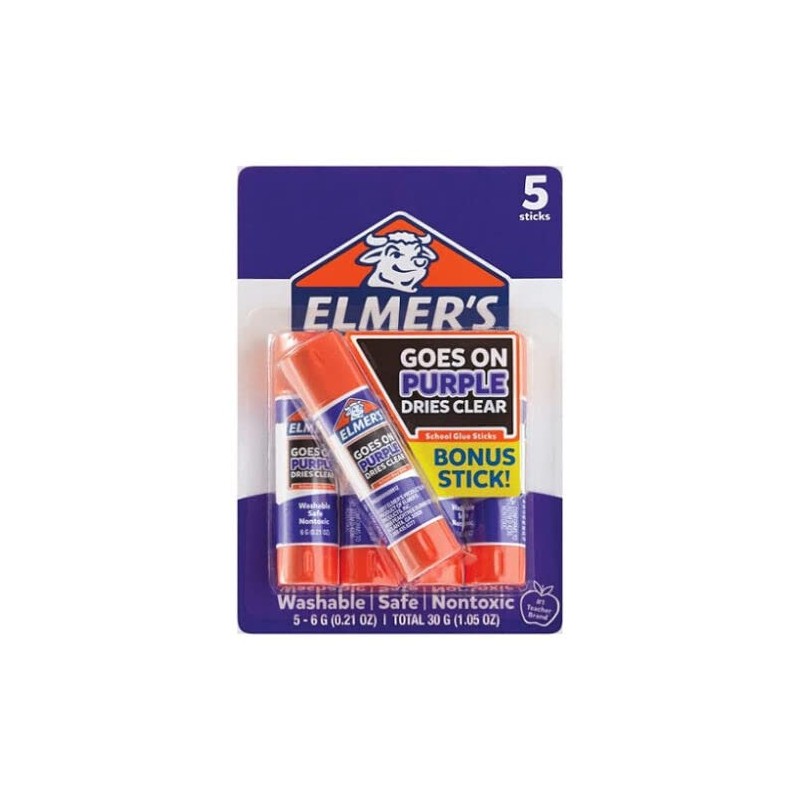 Elmer's School Glue Sticks 5ct - Disappearing Purple
