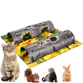 AMYESE Pet Activity Tunnels - Interactive Tree Trunk Cat Play Tunnel Tube center with Peek Holes, Pets Puzzle Hunt Chase Training Center for Kitten, Ferret,Hedge,Rabbits,Small Animals