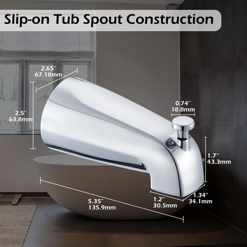 Wintap Slip-on Tub Spout with Diverter, Compatible with 1/2 Inch