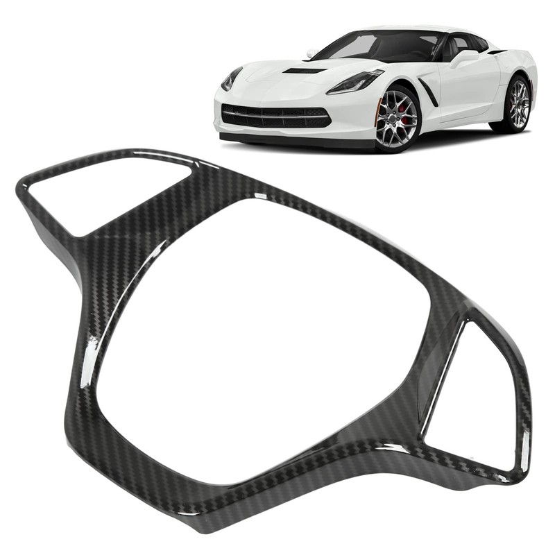 KIMISS Steering Wheel Cover Frame for Corvette C7 2014-2019 Carbon