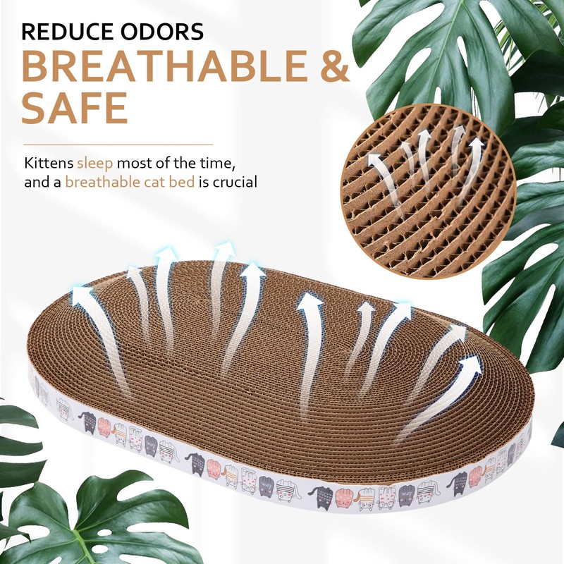 Mixweer 4 Pcs Cat Scratcher Cardboard Oval Cat Scratch Pad