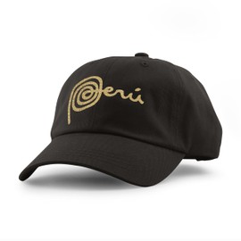 PeruCoUSA Marca Peru Dad Hat — Unstructured Low Profile Cotton Cap — Adjustable — Gorras Peruanas (US, Alpha, One Size, Black (Gold Glitter))