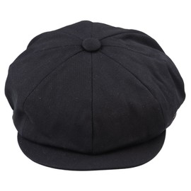 TruClothing Mens 8 Panel Razor Summer Baker Boy Hat Cotton Blinders Newsboy Flat Cap Shelby - Black L/XL