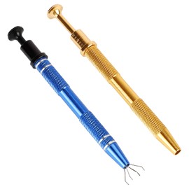 BACUTHY 2 Pack Jeweler's Pick Up Tool, Stainless Steel Piercing Ball Grabber Tool, Pearl Grabber Pick Up Tool with 4 Prongs for Tiny Objects Ic Chips Electronic Components