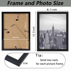 A4 Picture Frame Black Set of 2, Wooden Photo Frames Matted A5 with Plexiglass for A5 with Mat or A4 without Mat for Table and Wall Display