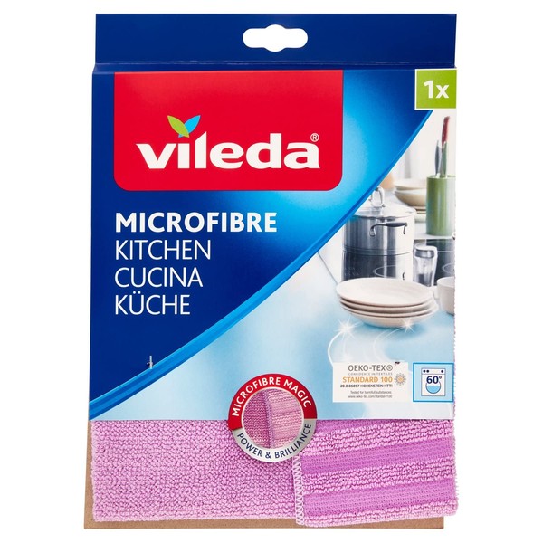 Vileda EFFICIENCY AND BEAUTY Microfiber kitchen towel, purple, 19 x 1 x 22 cm, 1 piece