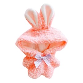 niannyyhouse 10cm Doll Clothes Onesies Rabbit Bear Dinosaur Elk Deer Bodysuit Plush Doll Accessories (Pink)