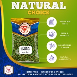 TAJ Green Peas Whole, 4-Pounds, Dried Whole Vatana Matar, Marrowfat Peas