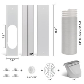 Portable Air Conditioner Window Door Kit with 5.9”Exhaust Hose, Universal Adjustable Window Seal,Sliding AC Vent Kit for Horizontal or Vertical Windows, Window Kit with 1.5M Hose