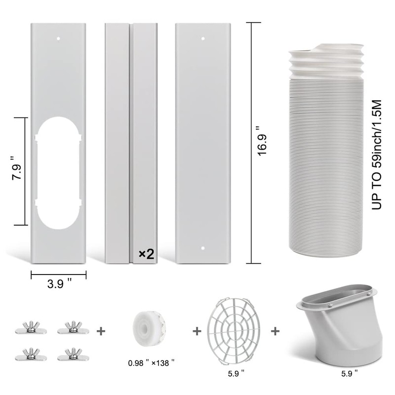 Portable Air Conditioner Window Door Kit with 5.9”Exhaust Hose, Universal