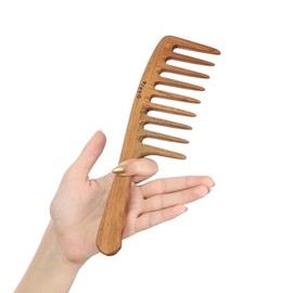 Peine de madera de dientes anchos  Cepillo Ancho de Madera para Cabello  Cepillo para el Cabello Natural  Cepillo para el Cabello Estilo Vintage...   