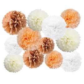 12 Pcs Paper Flower Pom Pom Flower Paper 4 Color Combination 3 Size 20cm/25cm/30cm Decoration/Party Decoration/Festival/Event Decoration(Yellow)