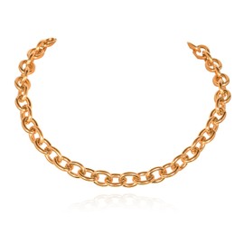namana Chunky Gold Necklace for Women and Teen Girls, Gold Plated Necklace in Stainless Steel with Oval Links, Chunky Ladies Necklace with Jewellery Pouch
