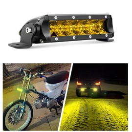 Chelhead Yellow Led Light Bar, 7 INCH Spot Waterproof Led Pod Single Row 30W Compatible with Motorcycle ATV Golf Cart Honda Pioneer RZR Trucks