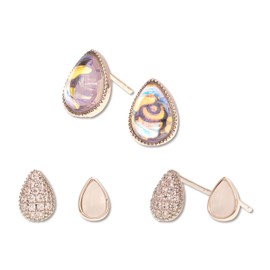 Sonateomber 3Pcs Small Cubic Zirconia Teardrop Stud Set Earrings for Women Teen Girls – Cute Aurora Borealis Crystal Tiny Rhinestone Shell Tear Waterdrop Cartilage White Gold Earing Hypoallergenic 925 Sterling Silver Prom Everyday Jewelry Gift