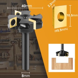 SpeTool Face Cutter 8 mm Shank 40 mm Face Milling Cutter for Routers Reversible Plates Spoilboard 4 Flutes CNC Face Milling Cutter for Wood with ATS Coating