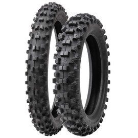 Tusk EMEX T-35® Soft/Intermediate Terrain Dirt Bike Front and Rear Tire Set – Front 60/100x10 & Rear 70/100x10 – Deep Tread Off-Road Trail – Tube Type Motocross Motorcycle Tires