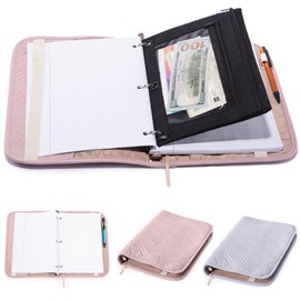 APLUFINE Reusable Loose Leaf Paper Cover with Pencil Pouch - 3-Ring Binder for Notebook Paper - Fabric Binder Dust Jacket for College Rules Paper -Loose Leaf Paper for Work -Back to School Suppliers