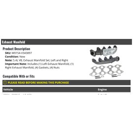 Marketplace Auto Parts Exhaust Manifold Set of 2 with Gaskets- Compatible with 2004-2009 Ford F-150 5.4L V8