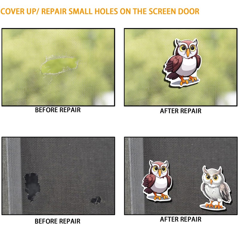 Screen Door Magnets Decal 2 Pairs (4pcs) Cute Owl Pattern